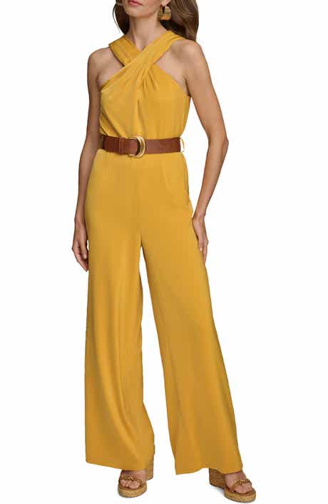 Belted Halter Wide Leg Jumpsuit