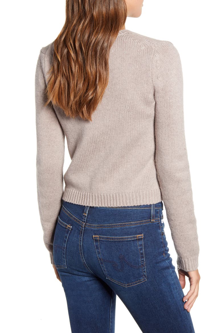 Crop Wool & Cashmere Cardigan, Alternate, color, OATMEAL