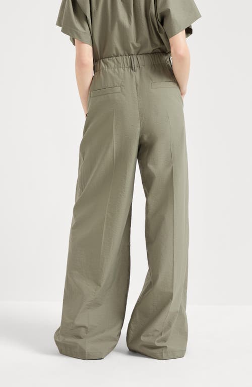Brunello Cucinelli Techno Poplin Loose Tailored Trousers In Green