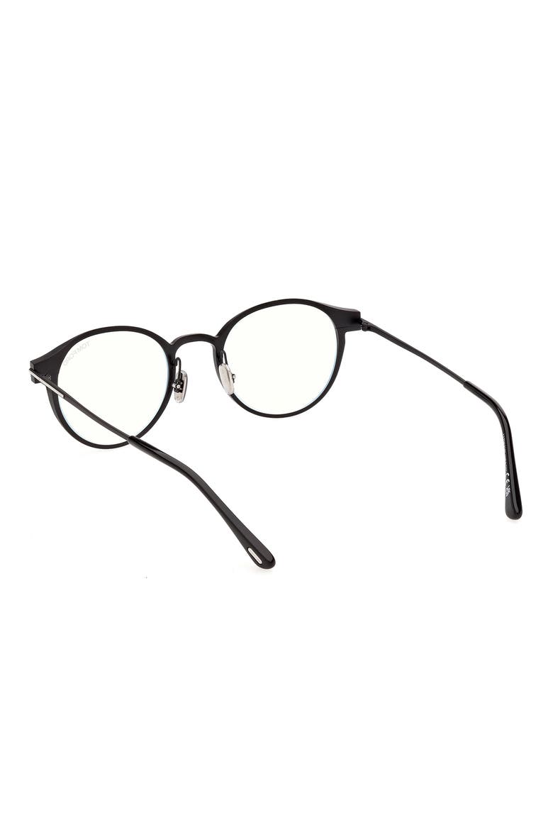 50mm Round Blue Light Blocking Glasses, Alternate, color, TUXEDO BLACK ROSE GOLD T LOGO