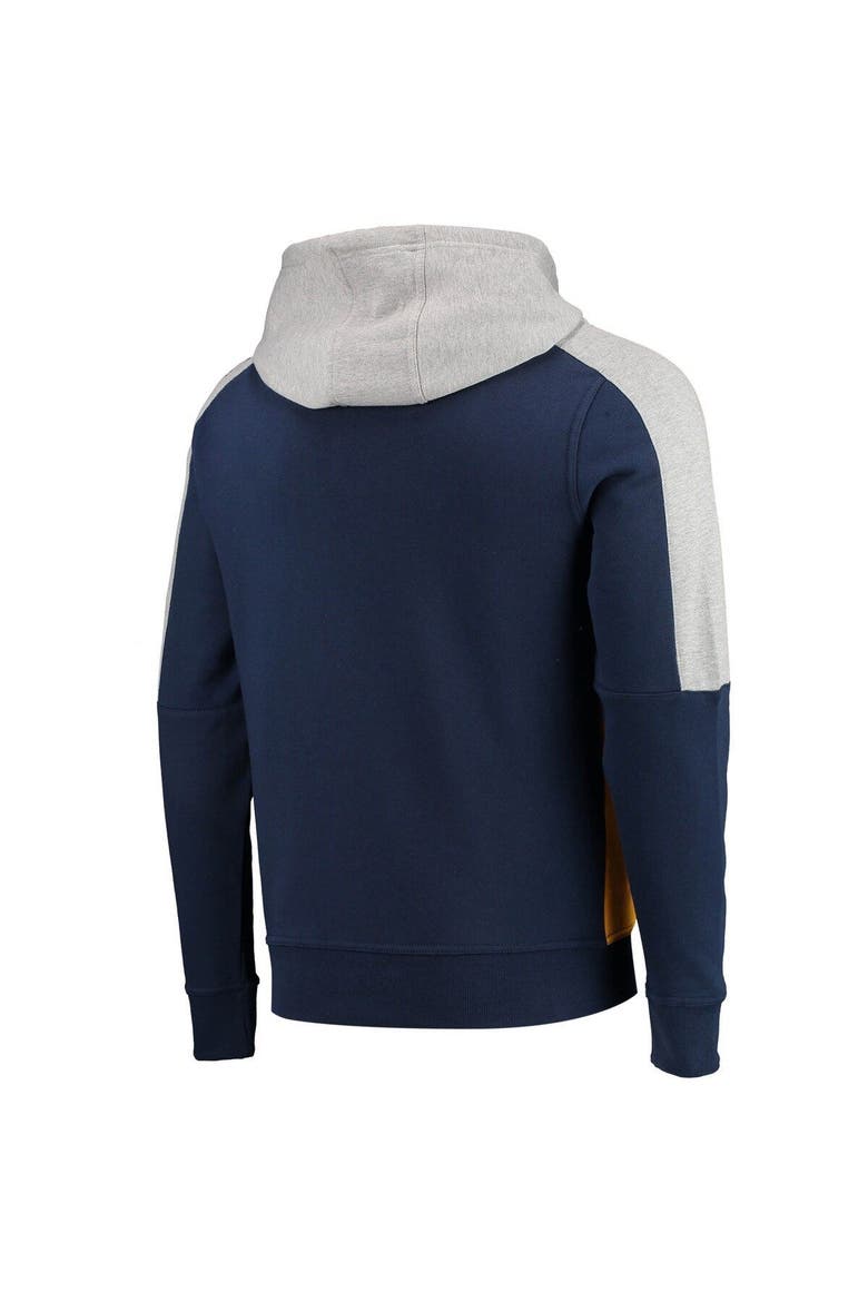 Men's Starter Navy/Gold Nashville Predators Playoffs Color Block Full-Zip Hoodie, Alternate, color, Navy