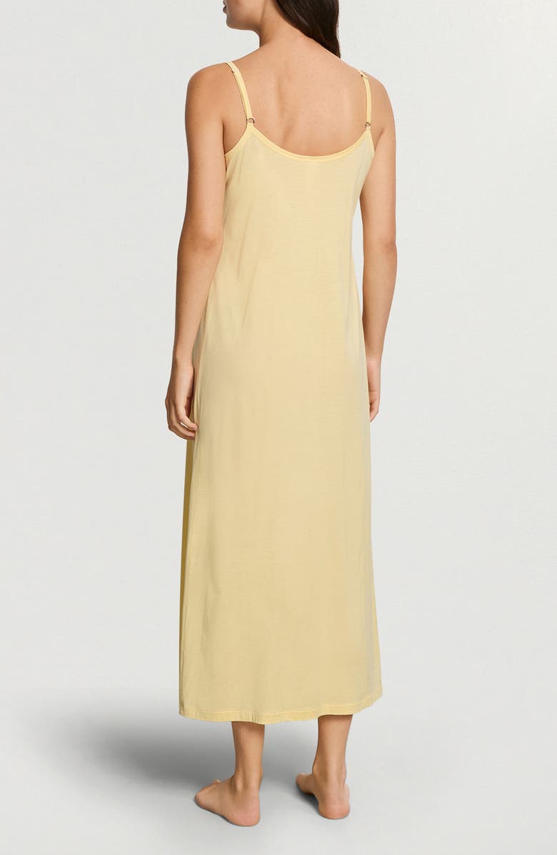 Hanro Juliet Pleat Neck Cotton Nightgown, Alternate, color, Vanilla Highlight