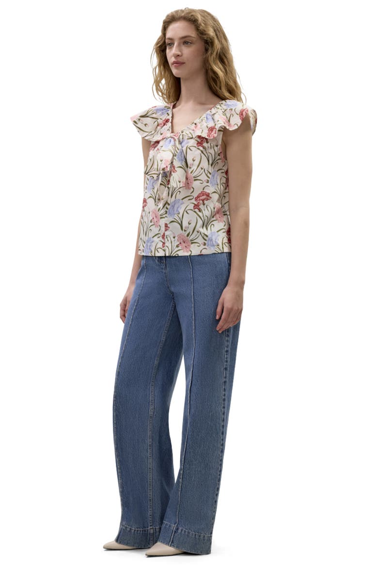 Acosanti Floral Top, Alternate, color, Ivory Multi