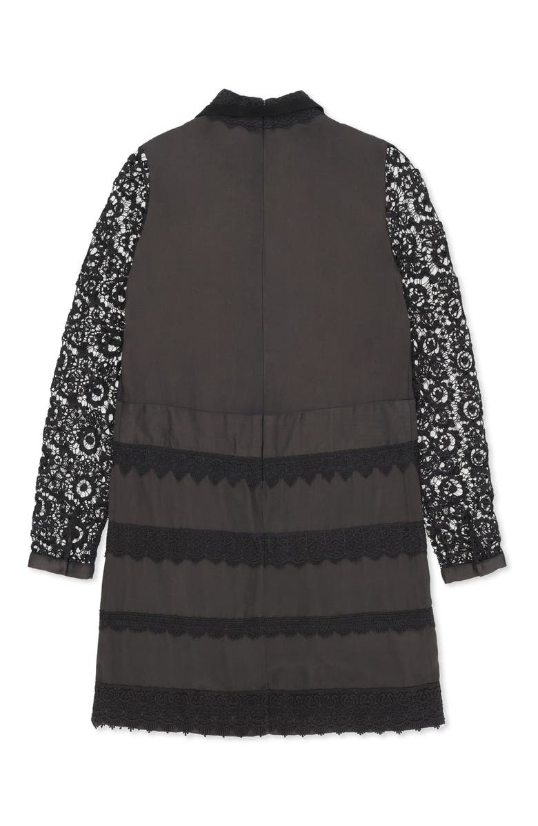 Fortela Crochet Satin Mini Dress, Alternate, color, Black