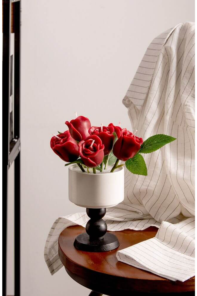 Rose Candle, Alternate, color, Dark Red / Burgundy