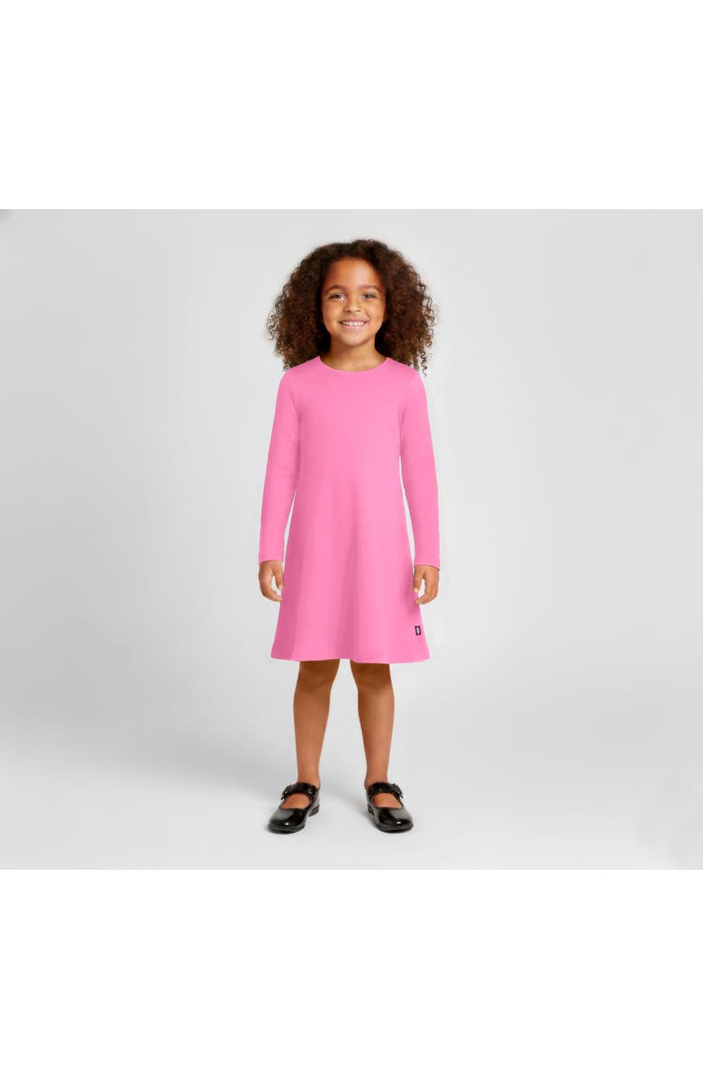 CITY THREADS Girl's Soft 100% Cotton Baby Rib Long Sleeve Dress, Main, color, Bubblegum