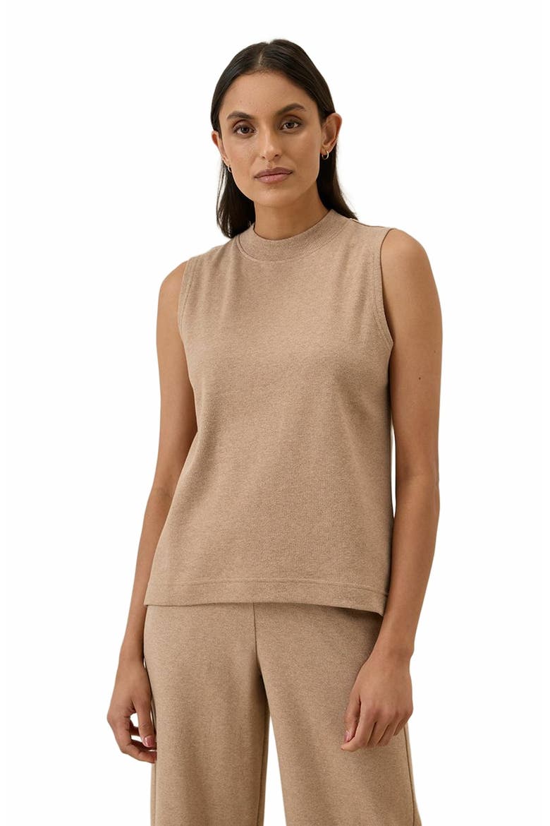 Organic Cotton Airplane Mock Neck Shell, Main, color, Sesame Heather