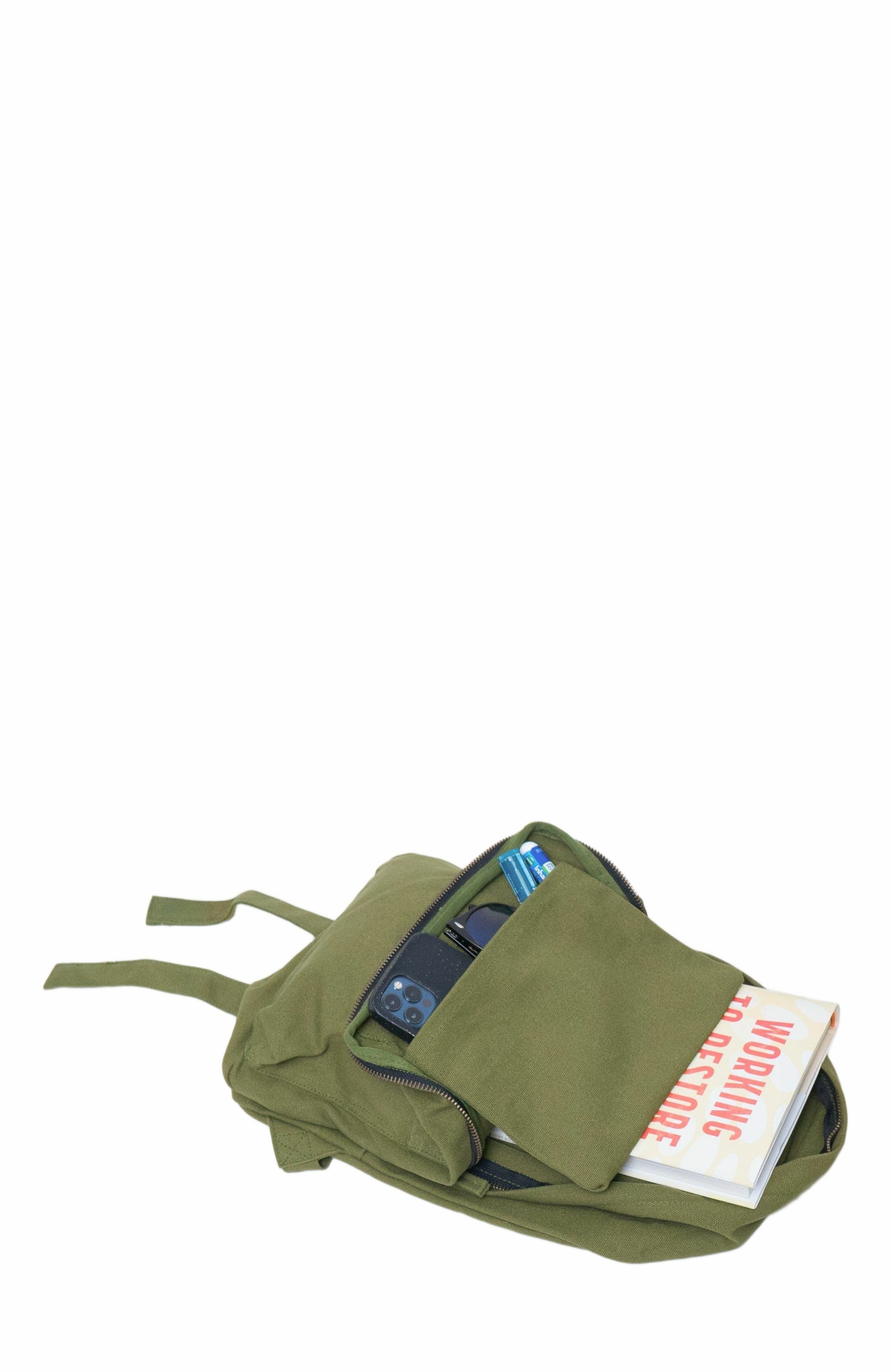 Organic Cotton Mini Backpack, Alternate, color, Olive Green