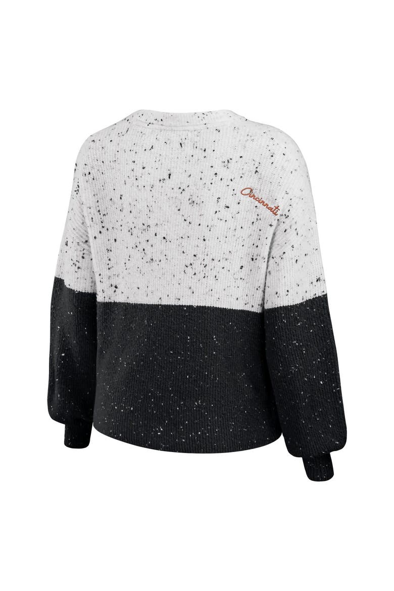 Women's WEAR by Erin Andrews  White/Black Cincinnati Bengals Color-Block Pullover Sweater, Alternate, color, White