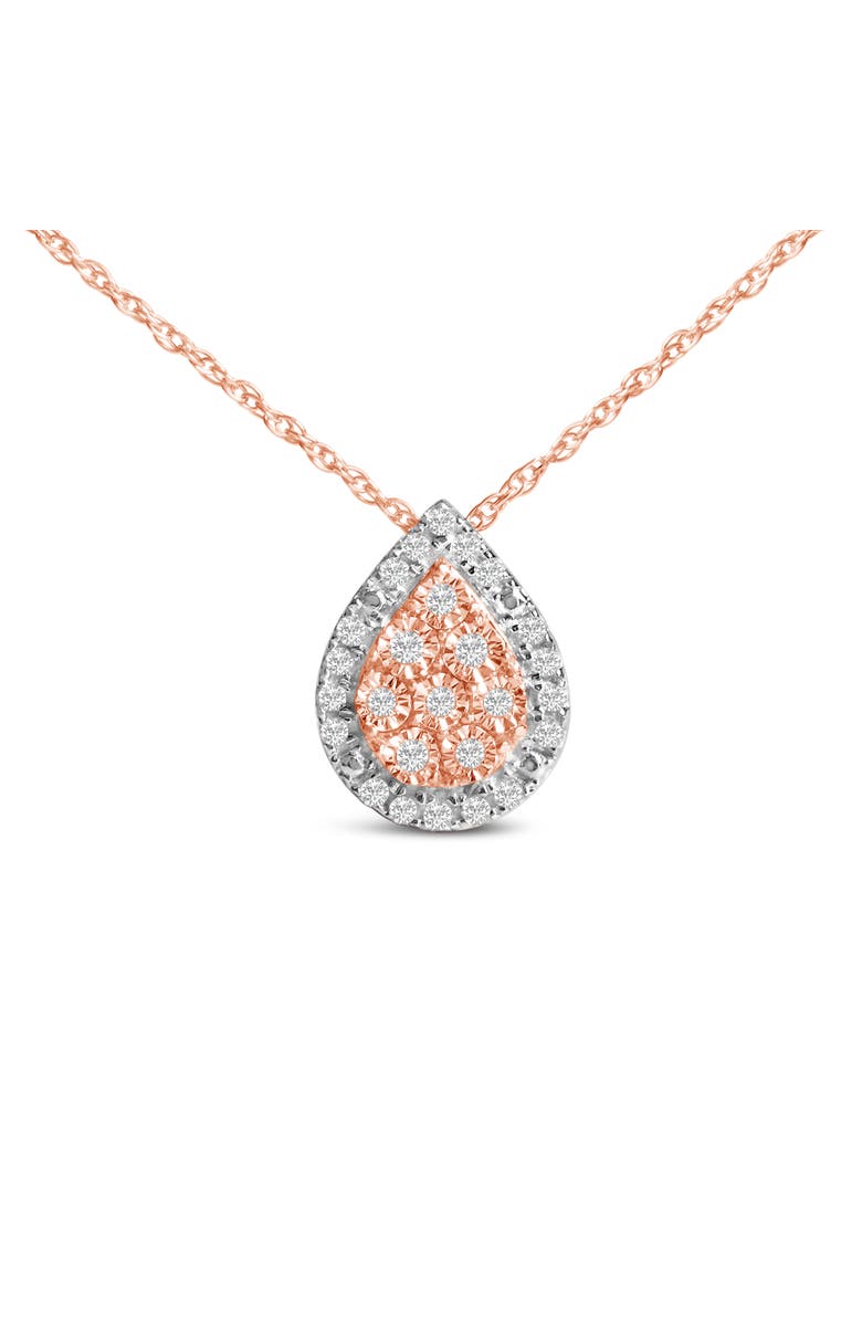 Haus of Brilliance 14K Rose Gold Plated Sterling Silver 1/4 Cttw Diamond Teardrop Halo Pendant Necklace, Alternate, color, White Gold Over Silver