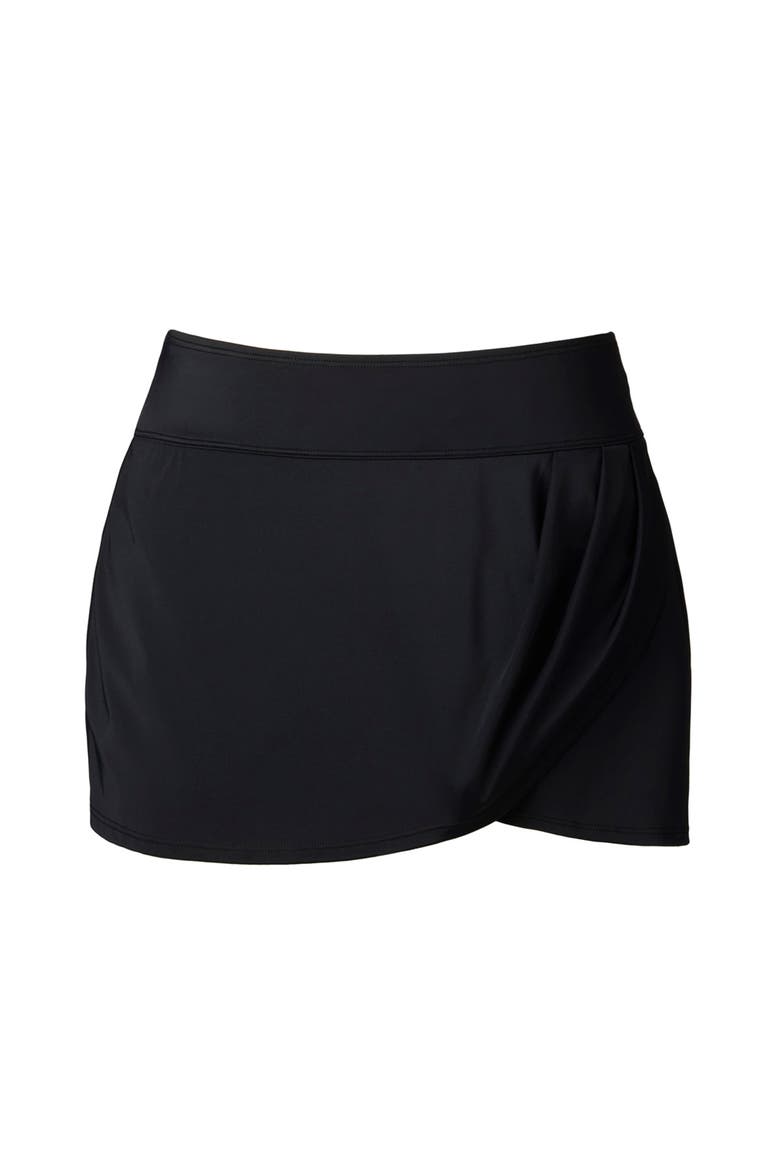 Tulip Wrap Hispter Swim Skirt, Alternate, color, Black