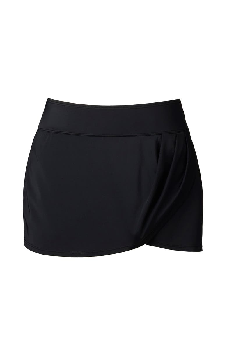 ShapeSolver Tulip Wrap Hispter Swim Skirt, Alternate, color, Black