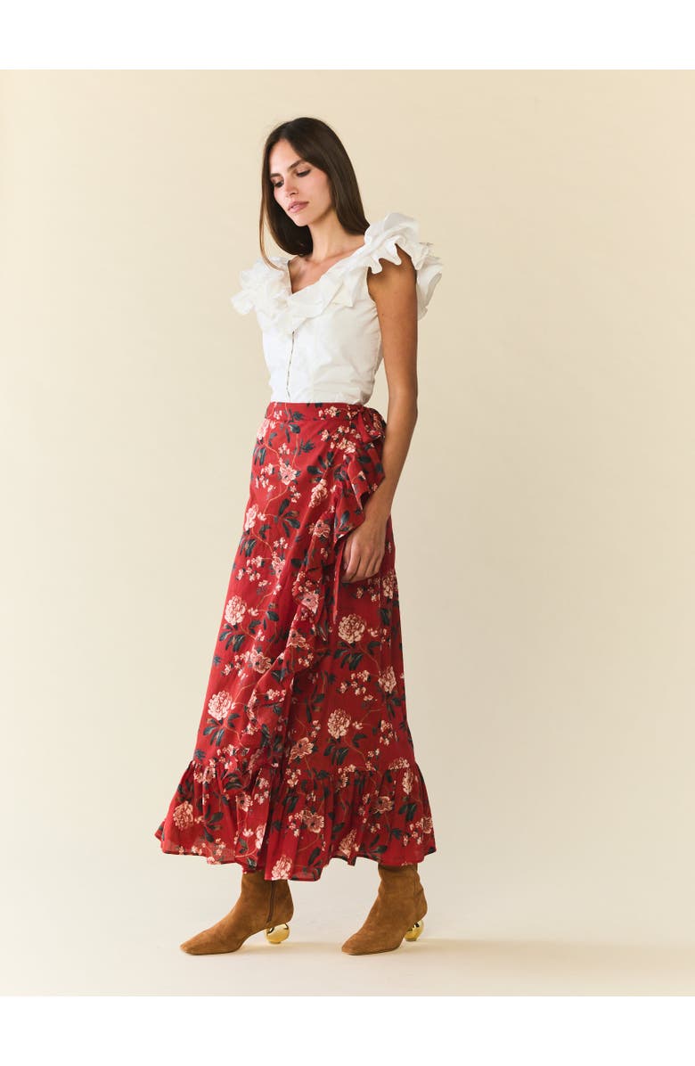 Eddy Wrap Skirt, Alternate, color, Red Soft Floral