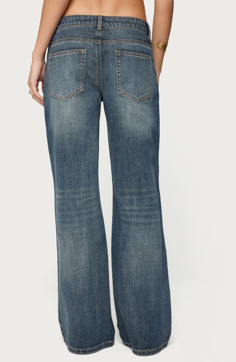 EDIKTED Della Scarf Waist Low Rise Baggy Wide Leg Jeans, Alternate, color, Blue