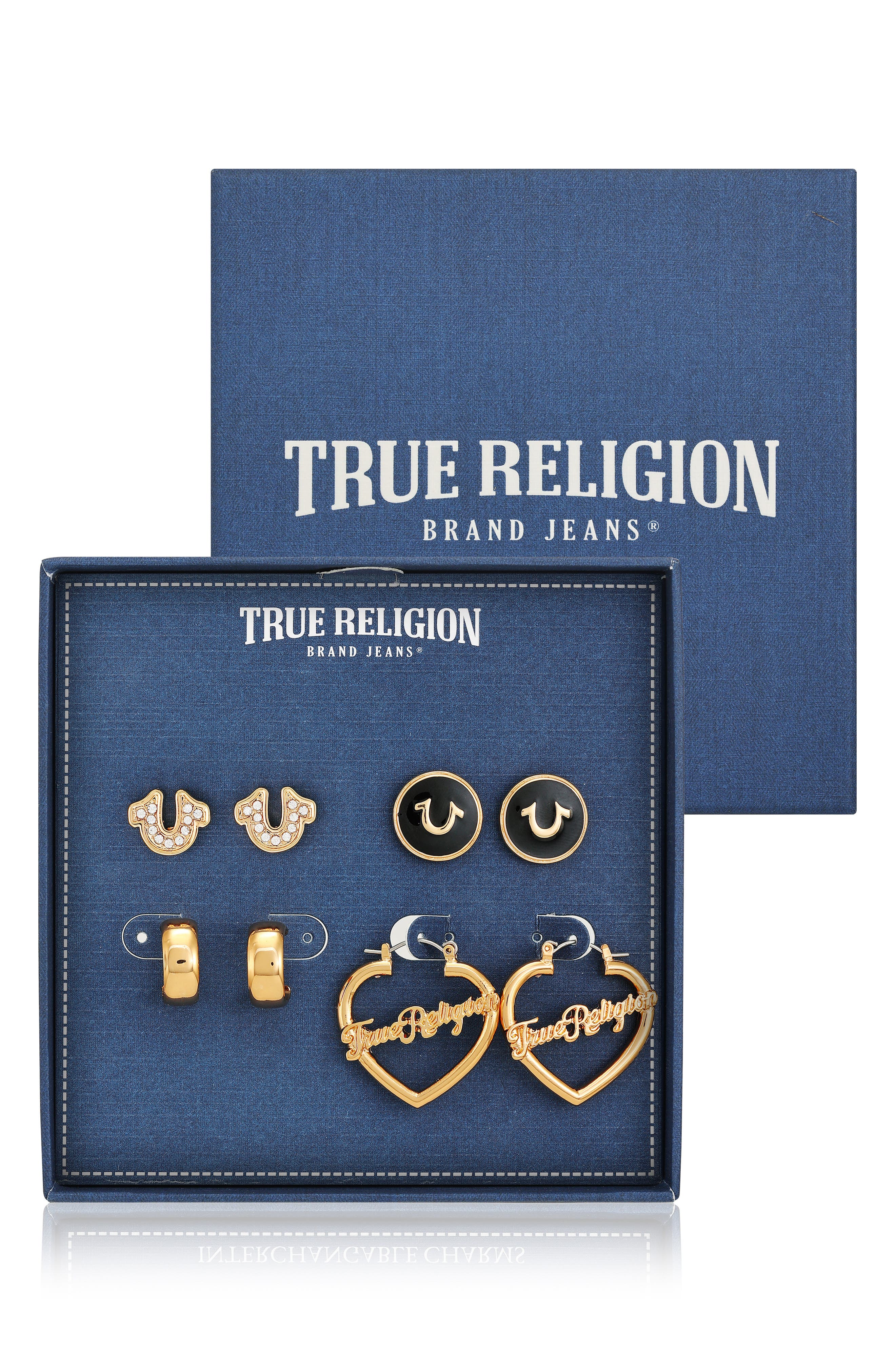True Religion 4-Pack Assorted Stud & Hoop Earrings