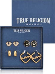True Religion 4-Pack Assorted Stud & Hoop Earrings