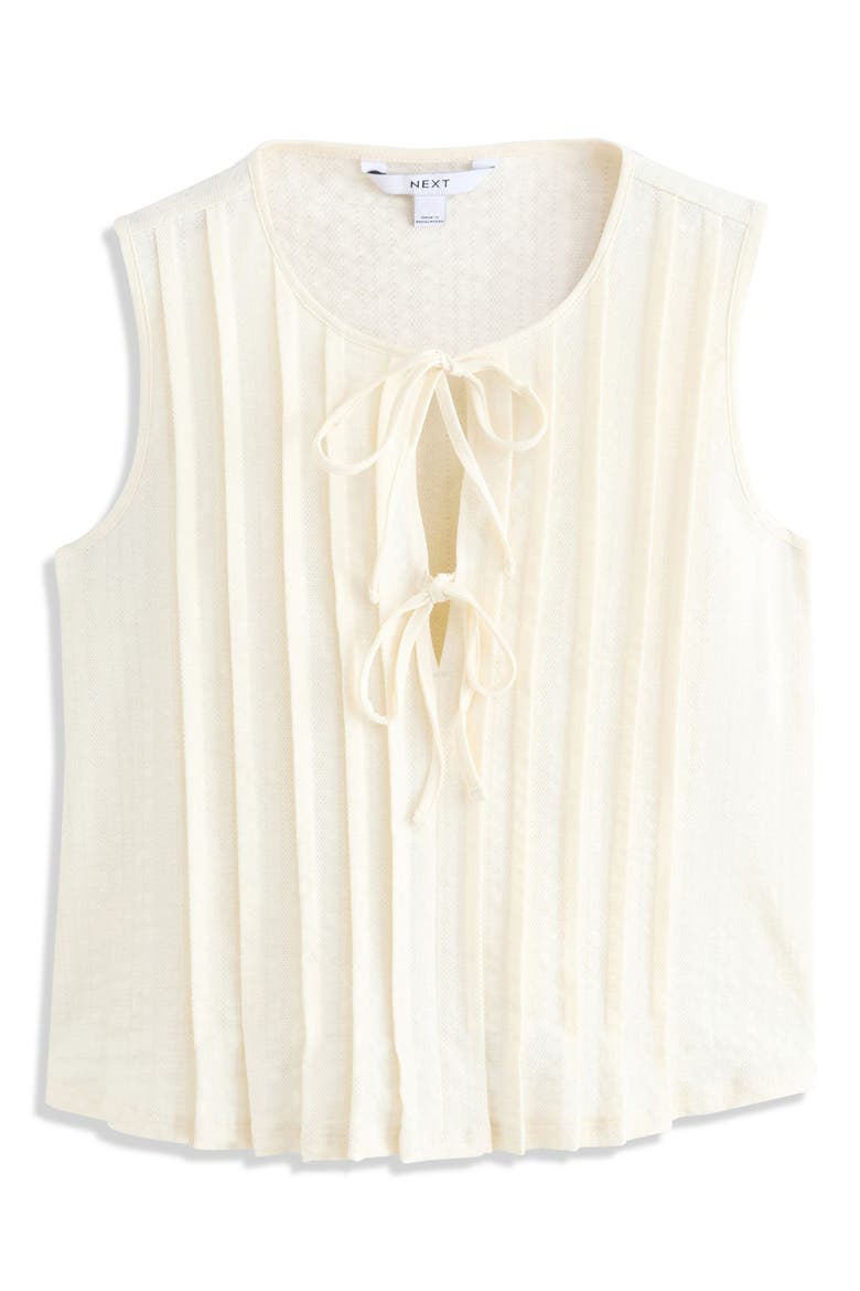 Pintuck Sleeveless Tie Front Cotton Top, Alternate, color, NEUTRAL