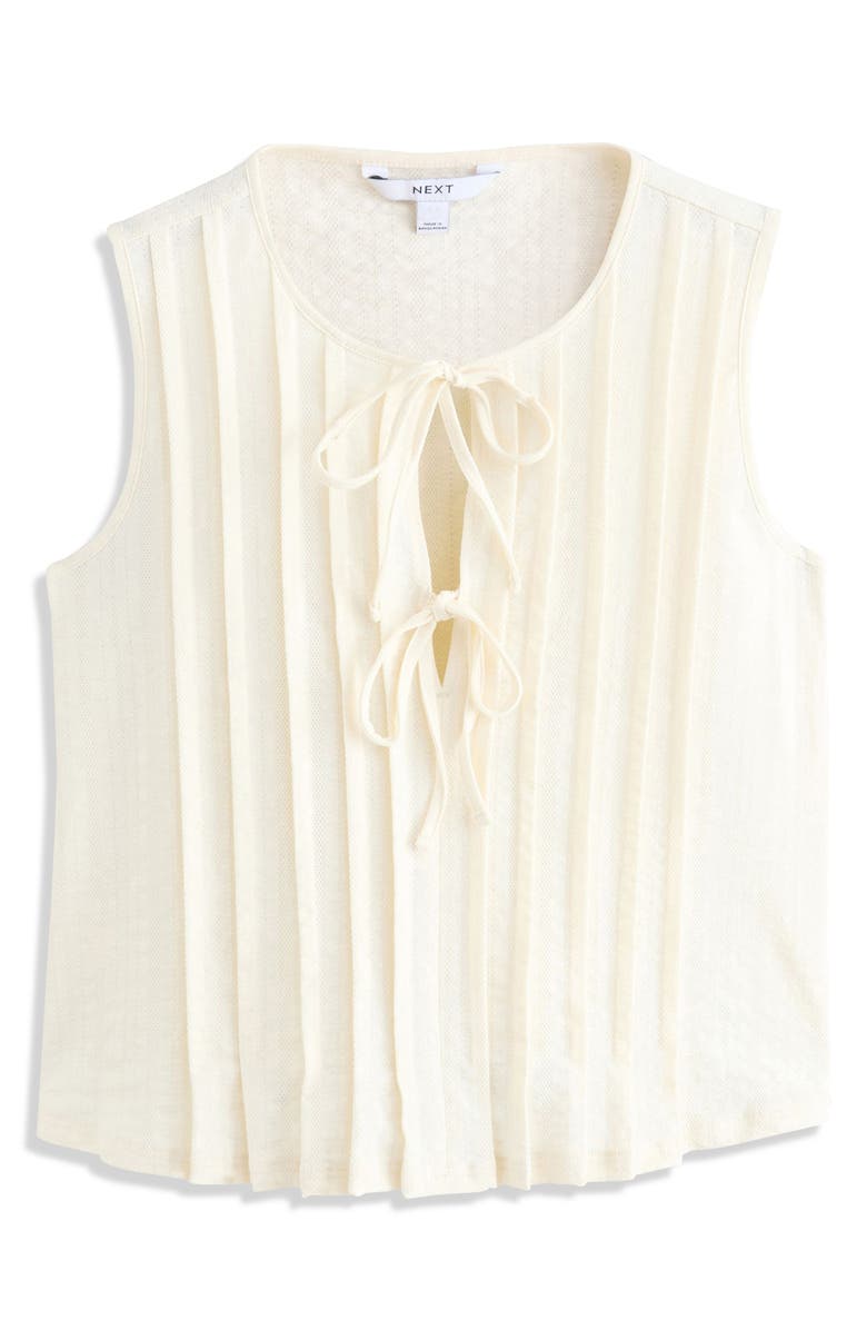 NEXT Pintuck Sleeveless Tie Front Cotton Top, Alternate, color, Neutral