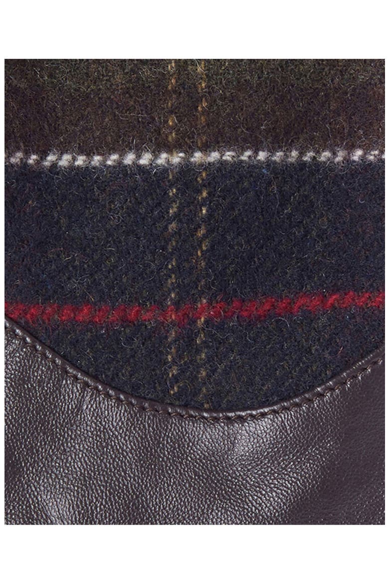 Dee Tartan Leather Gloves, Alternate, color, DARK BROWN