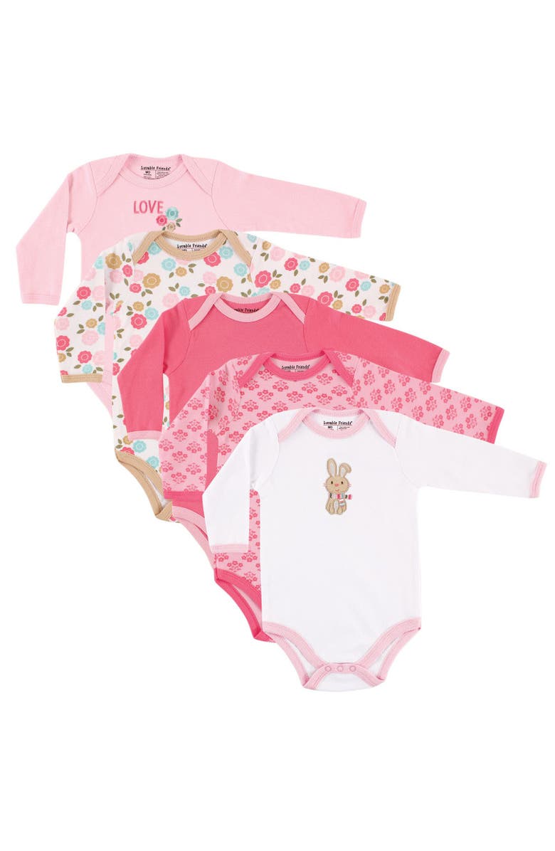 Luvable Friends Everyday Cotton All-In-One Garment with Long Arms, Main, color, Bunny