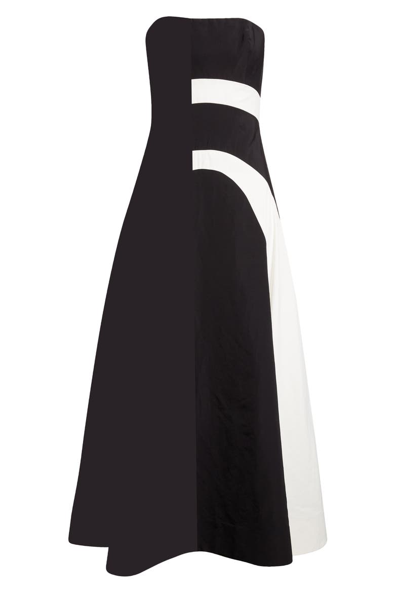Colorblock Strapless Dress, Alternate, color, BLACK/ IVORY