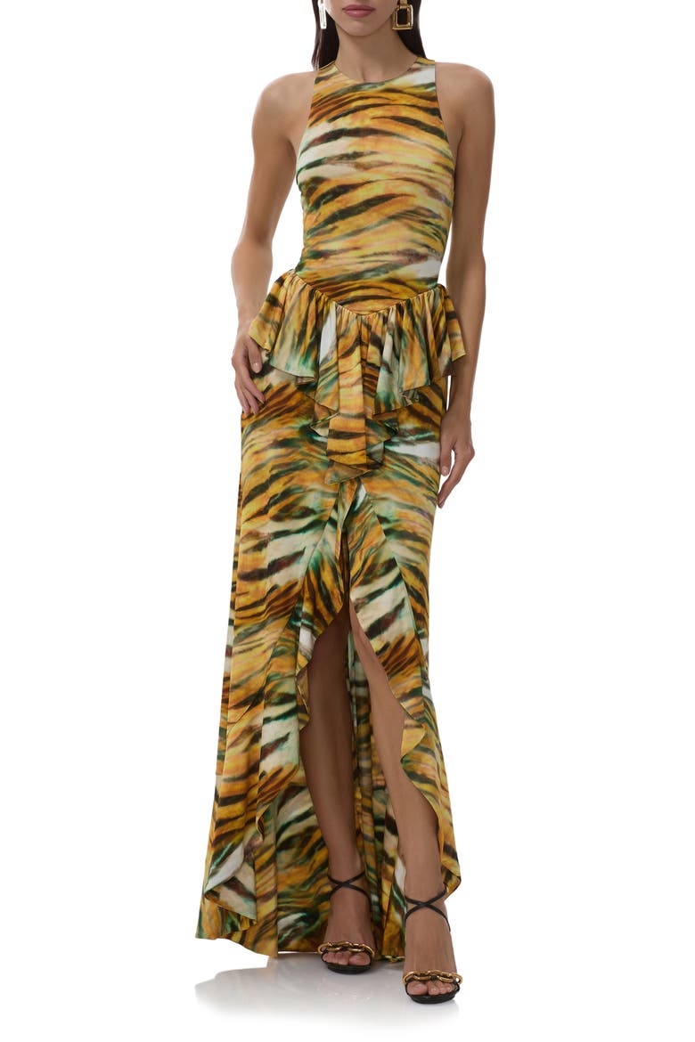 Bovina Tiger Print Sleeveless Dress, Main, color, CITRON TIGER