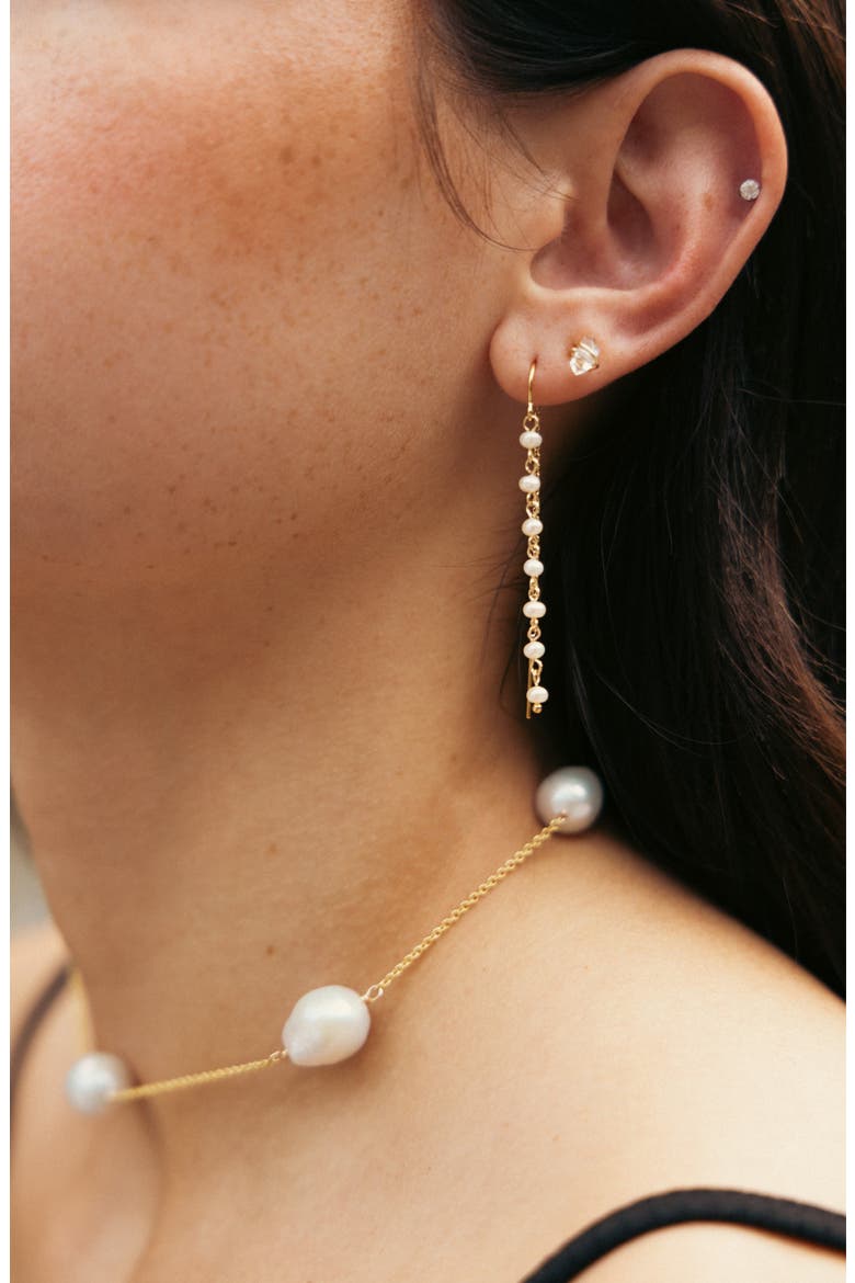 Pearl Drop Threaders, Alternate, color, 14K Gold Filled / Pearl