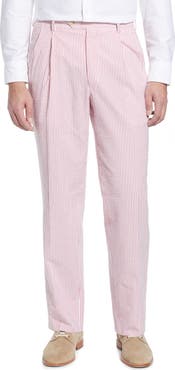 Berle Pleated Seersucker Cotton Dress Pants