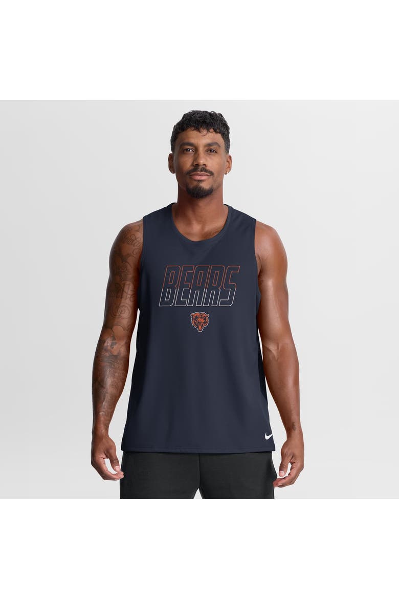 Men's Nike Navy Chicago Bears Kickoff Miler Dri-FIT Tank​ Top, Main, color, Navy