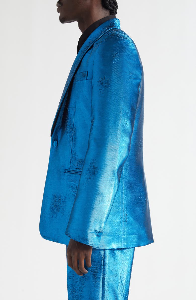 MM6 Maison Margiela Distressed Jacquard Suit Jacket, Alternate, color, Blue