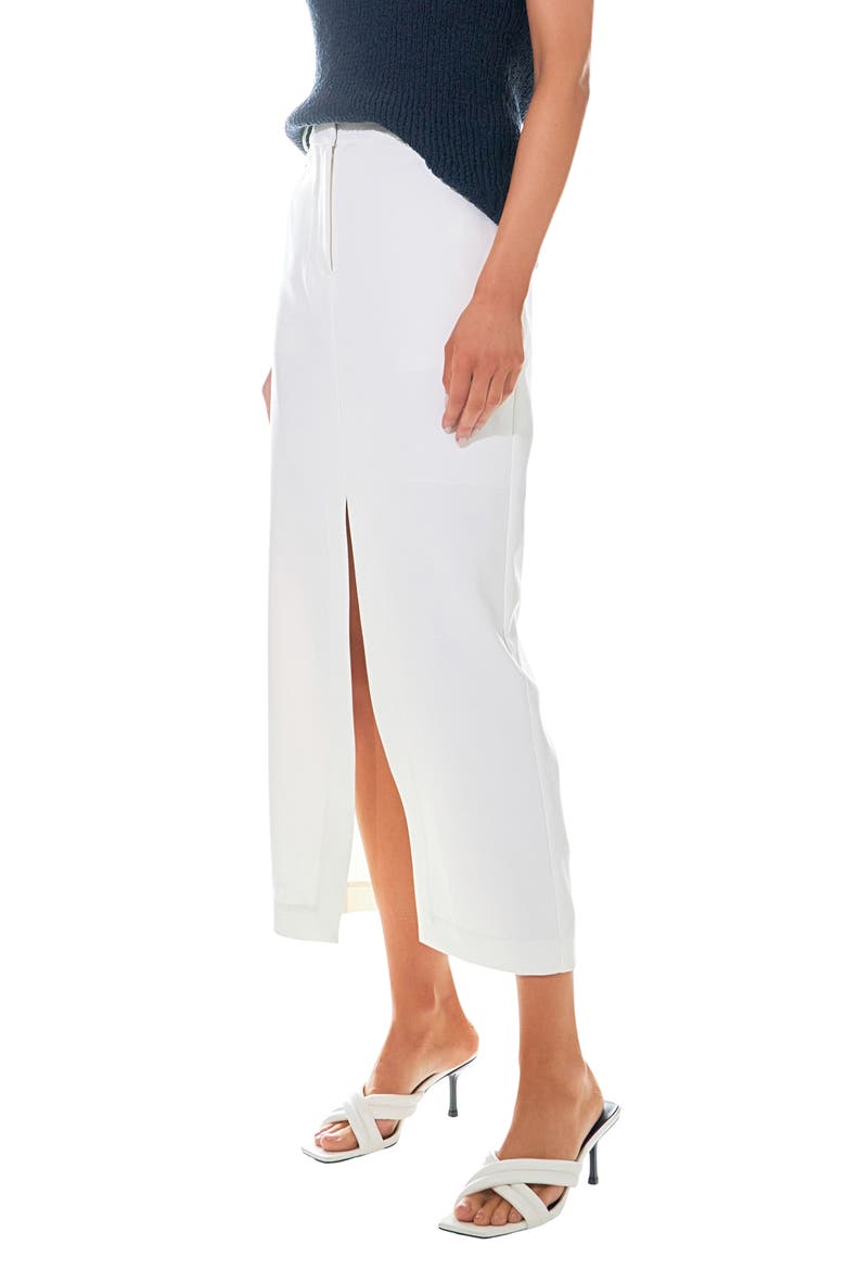 Front Slit Mid Rise Maxi Skirt, Alternate, color, WHITE