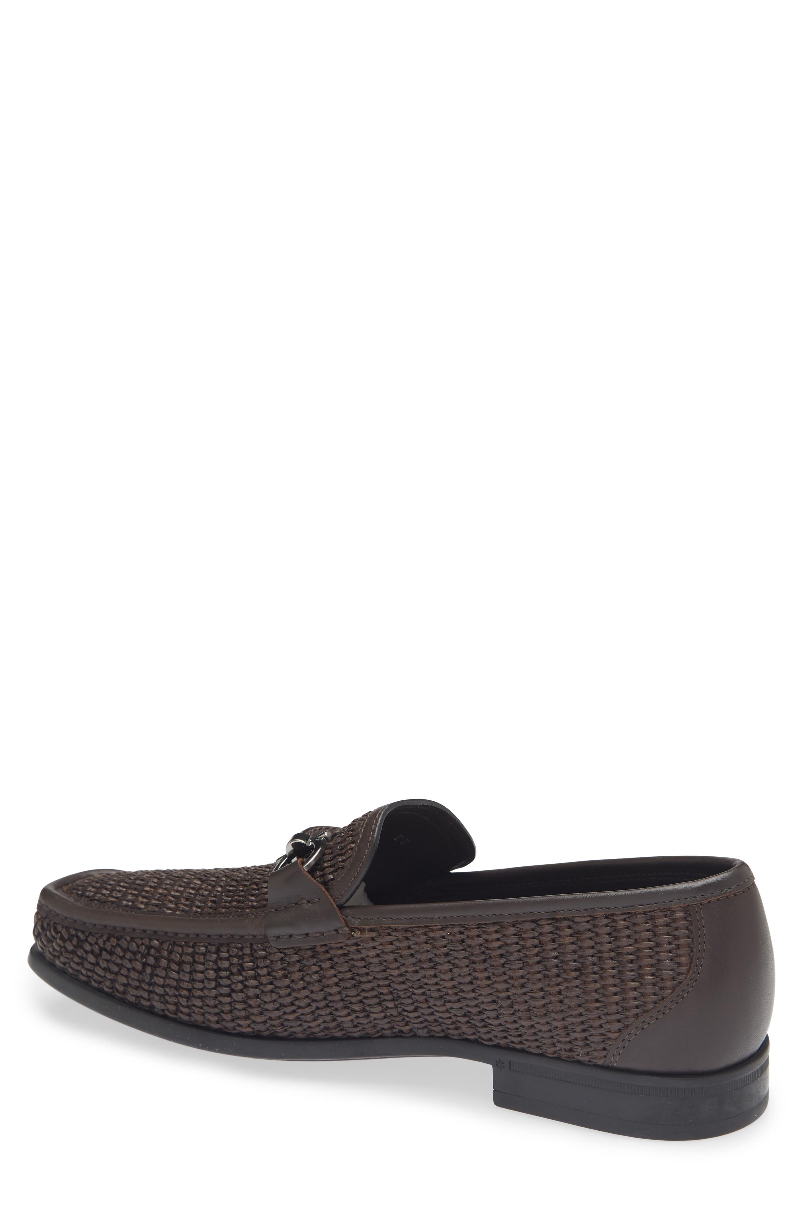 FERRAGAMO Gancini Raffia & Leather Loafer, Alternate, color, T Moro 300 Acc. Nero