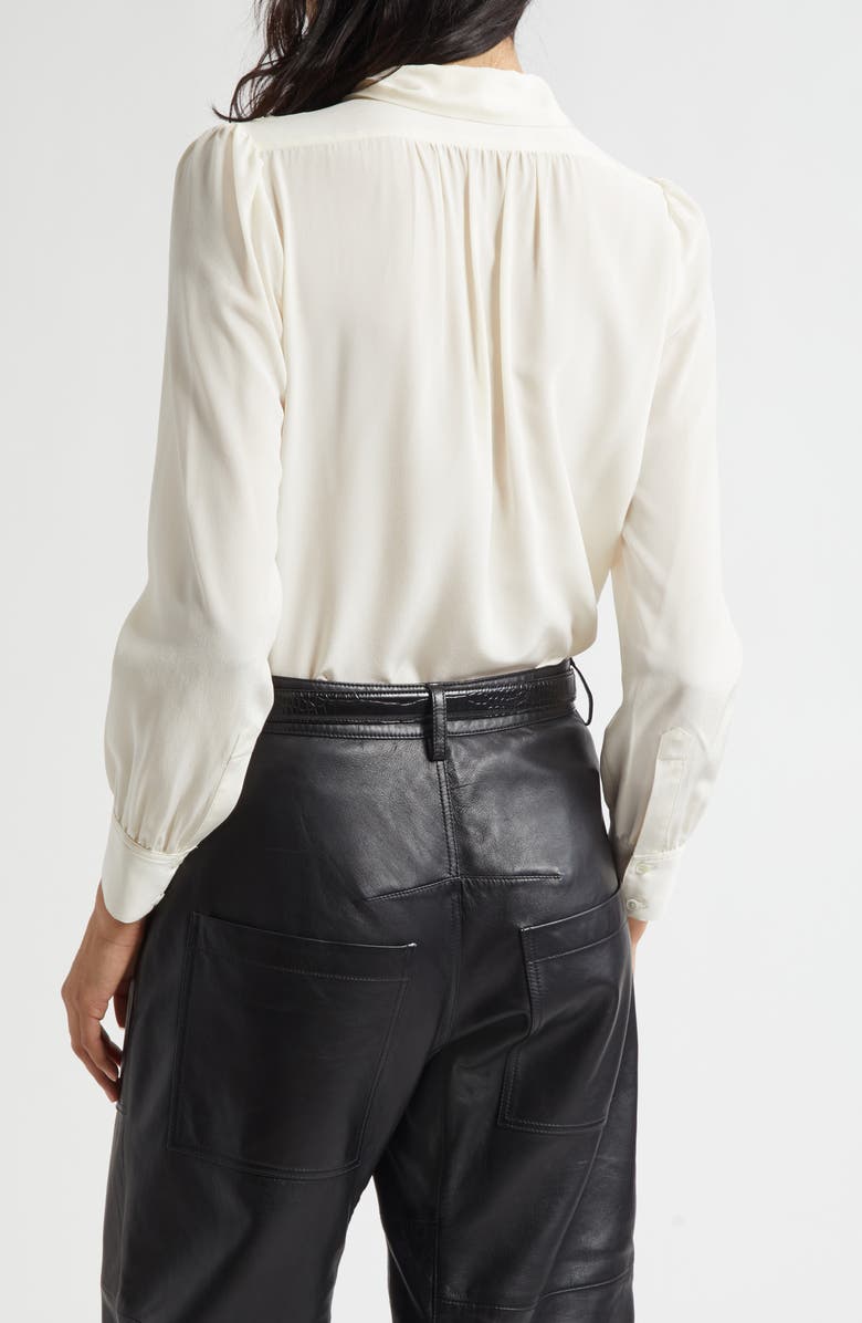 Nili Lotan Colt Tie Neck SilkTop, Alternate, color, Ivory