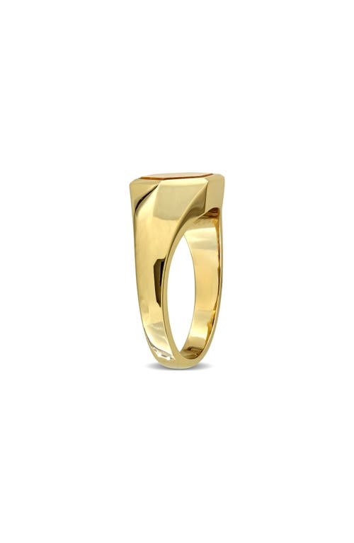 Delmar Gender Inclusive Tiger's Eye Hexagon Ring In Gold