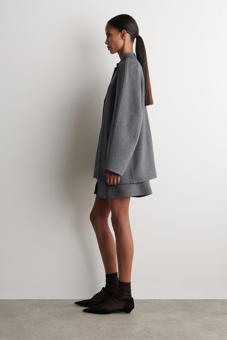 Rounded Double-Faced Wool Jacket, Alternate, color, GRAY MÉLANGE