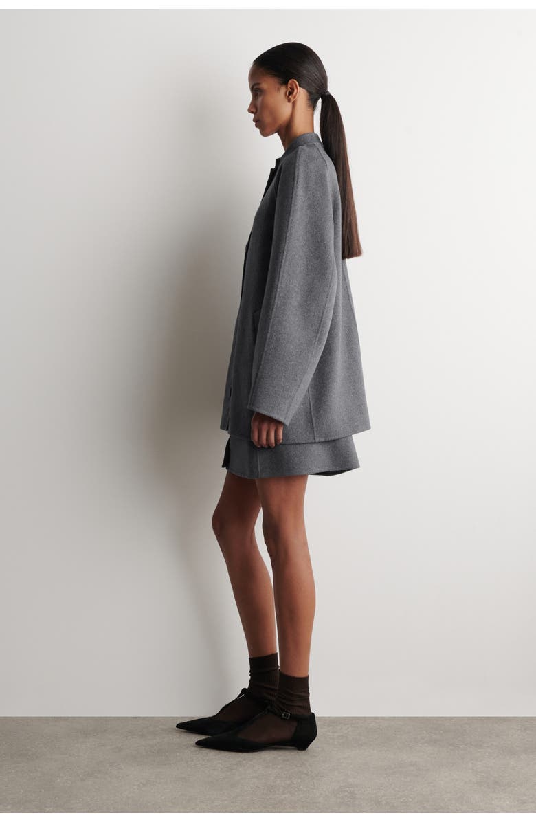 COS Rounded Double-Faced Wool Jacket, Alternate, color, Gray Mélange