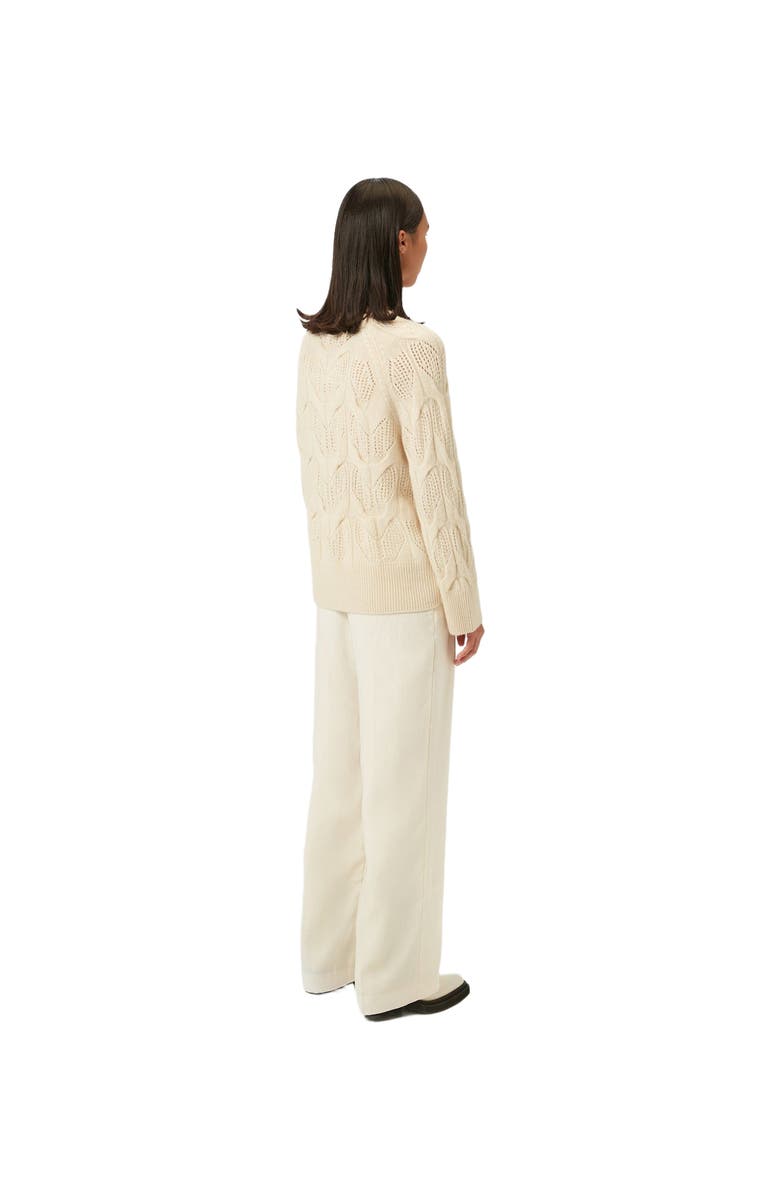GOBI Mongolian Cashmere Ajour-Knit Cashmere Crew-Neck Sweater, Alternate, color, Off White
