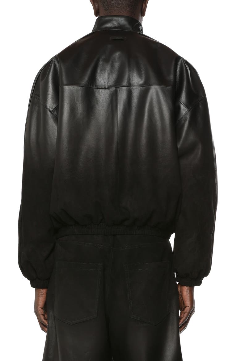 Leather Track Jacket, Alternate, color, BLACK