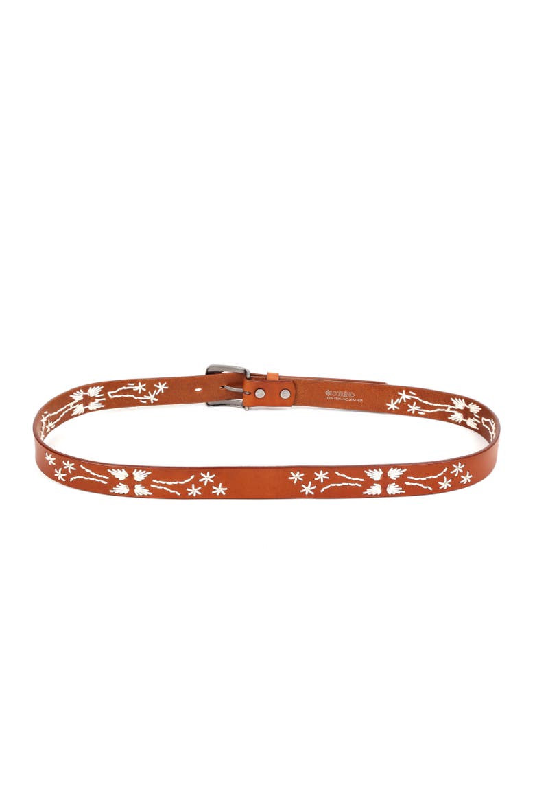 Senna Genuine Leather Minimalist Clean Line Belt, Alternate, color, Camel