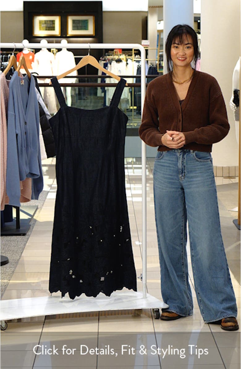 Rosaura Eyelet Embroidery Denim Dress, sales video thumbnail