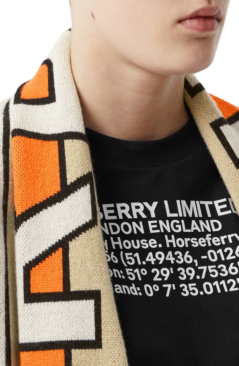 Burberry Logo Jacquard Wool & Cashmere Capelet, Alternate, color,