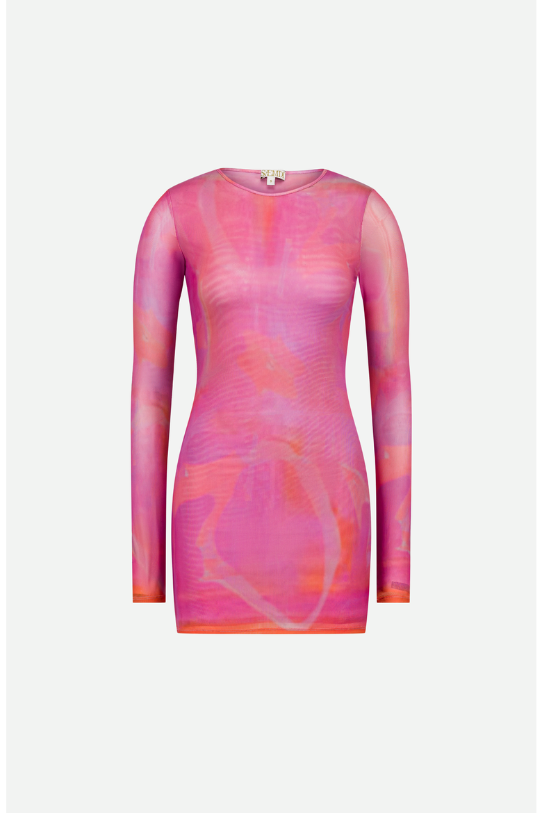Mini Mesh Dress, Main, color, Pink / Orange Tie Dye