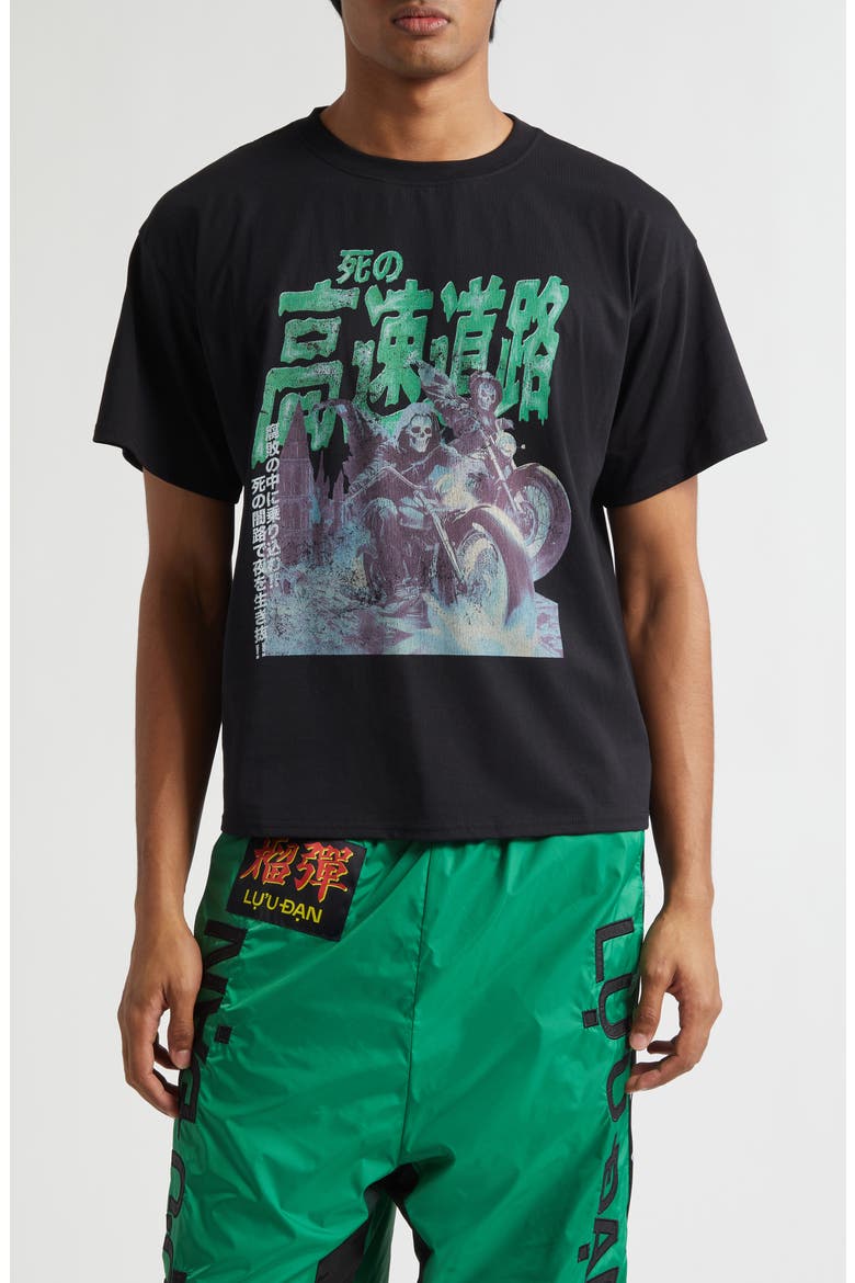 Ghostriders Boxy Graphic T-Shirt, Main, color, BLACK / GREEN GHOST RIDERS