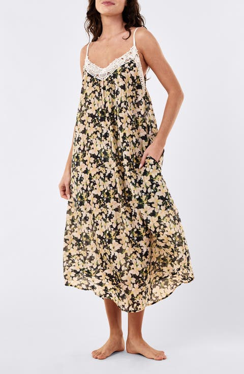 Serena Lace Trim Maxi Nightgown