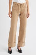 Damson Madder Sylvie Drawstring Cuffed Wide Leg Jeans
