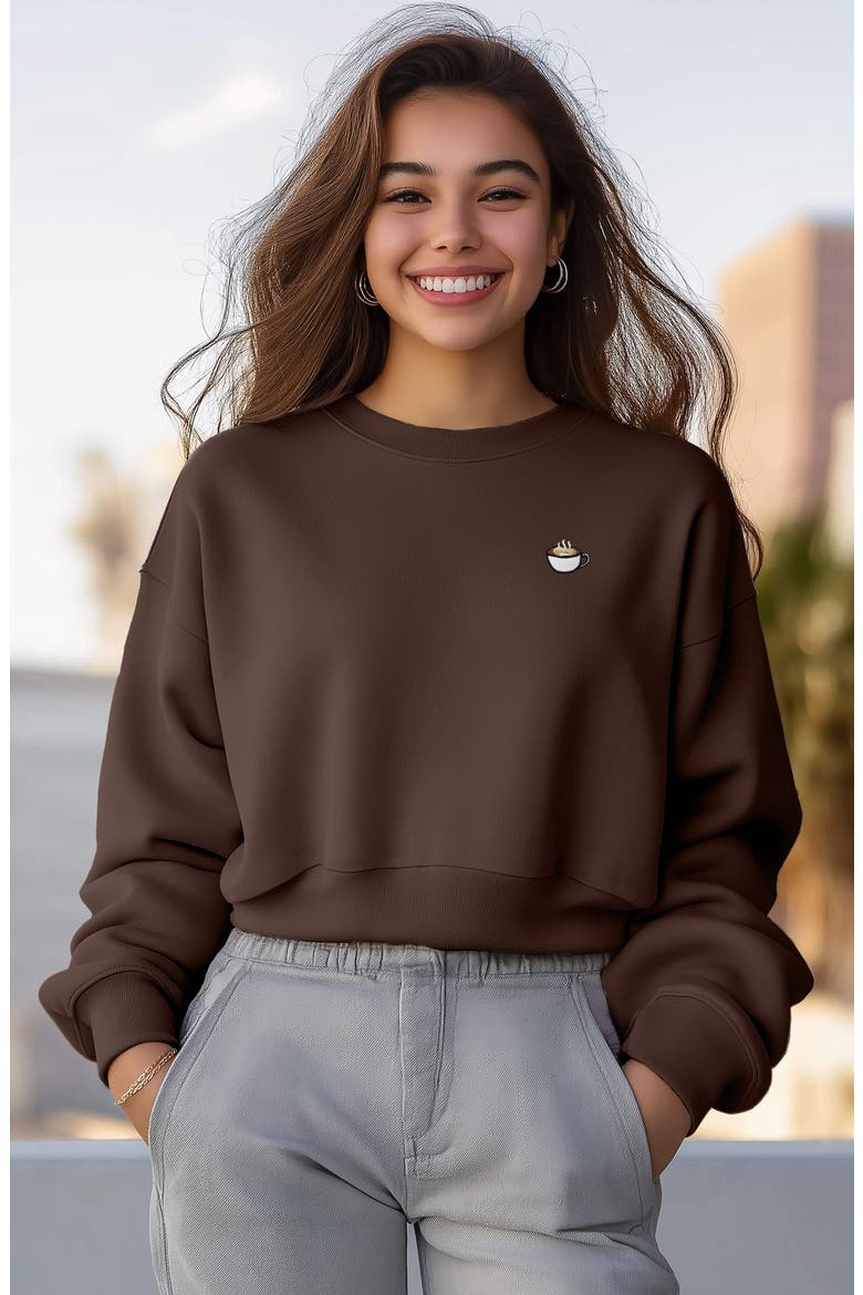 Cappuccino Relaxed Sweatshirt, Alternate, color, Brown