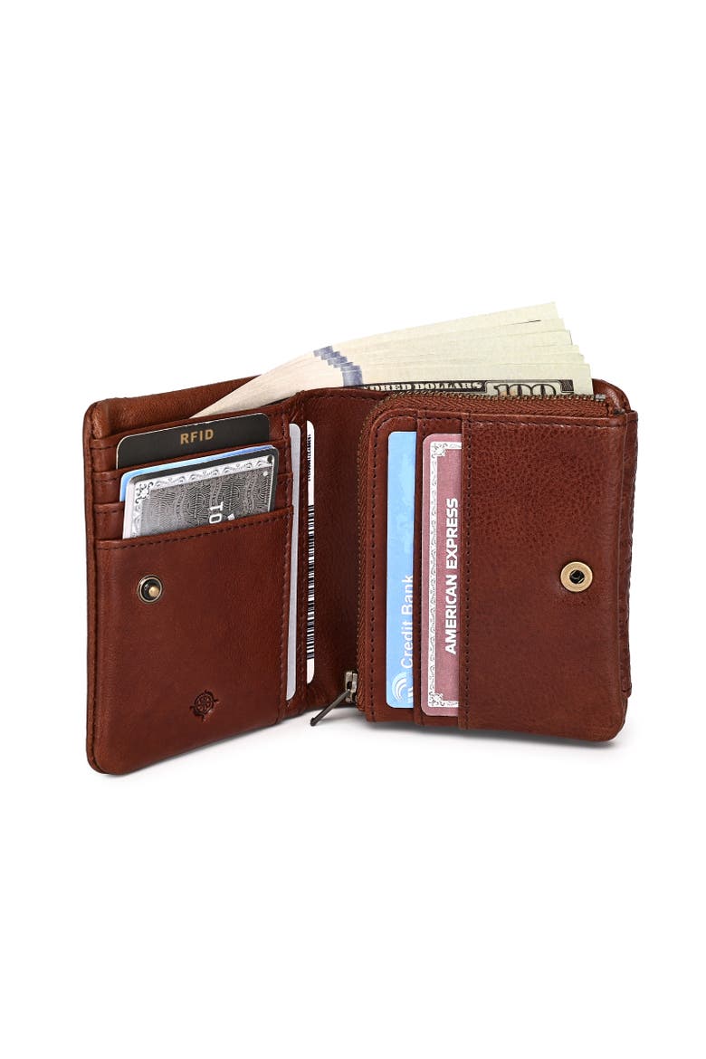 Clover Genuine Leather Slim Secure Trifold RFID Wallet, Alternate, color, Brown