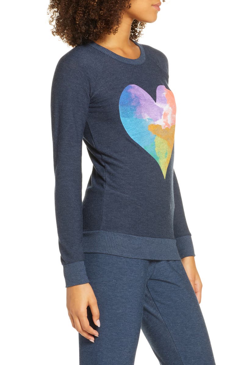 Chaser Rainbow Heart Cozy Pullover, Alternate, color, Avalon