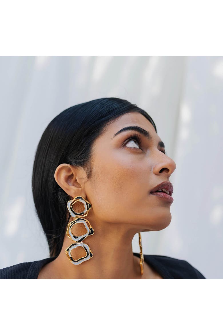AQUA EARRINGS, Alternate, color, Gold Plated