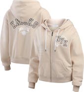 WEAR by Erin Andrews Women's WEAR by Erin Andrews Cream New York Knicks Plus Size Tonal Felt Patch Full-Zip Hoodie